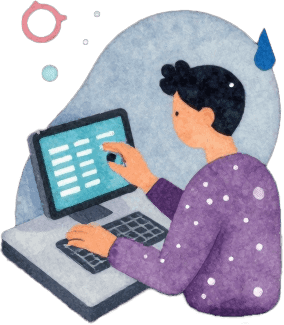 Illustration of a person reviewing product evidence