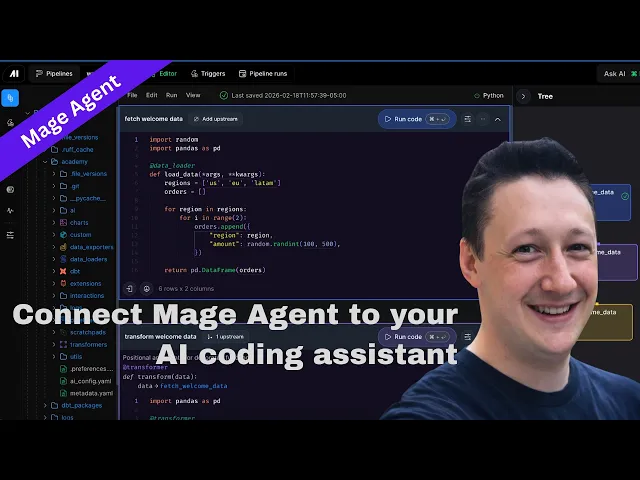 Build data pipelines with your AI coding assistant: Meet mage-agent