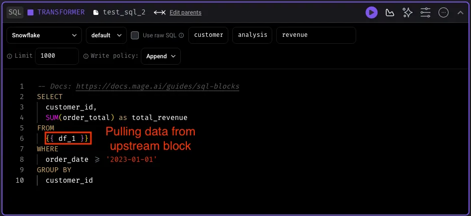 Master data transformation with Mage SQL Blocks