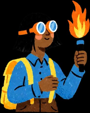 Illustration of a person holding a torch